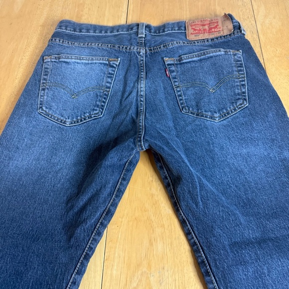 Levis 501 Straight Leg Button Denim Jeans Men's Size 33Wx30L  Blue - Picture 2 of 9